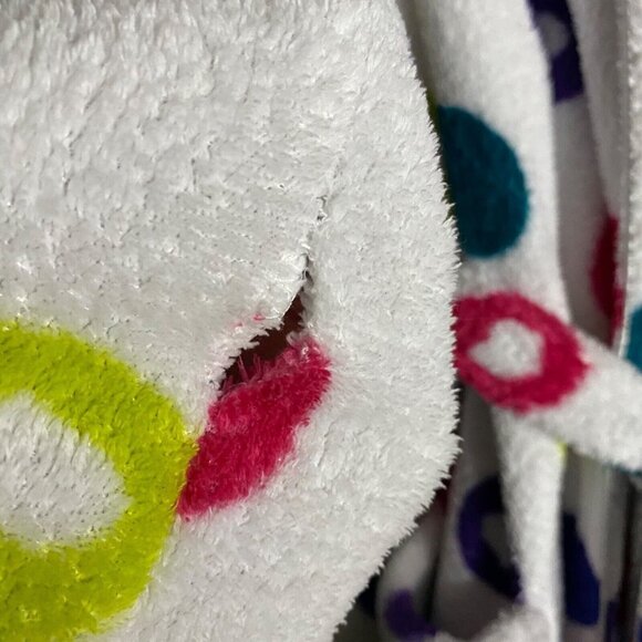 Request Women's White Polka Dot Fleece Hooded Robes - Picture 8 of 8